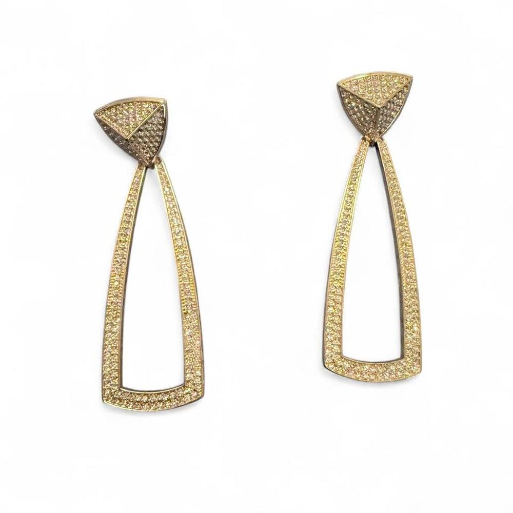 House of Harlow 1960 Mesa Door Knocker Pyramid Drop Earrings Gold Tone